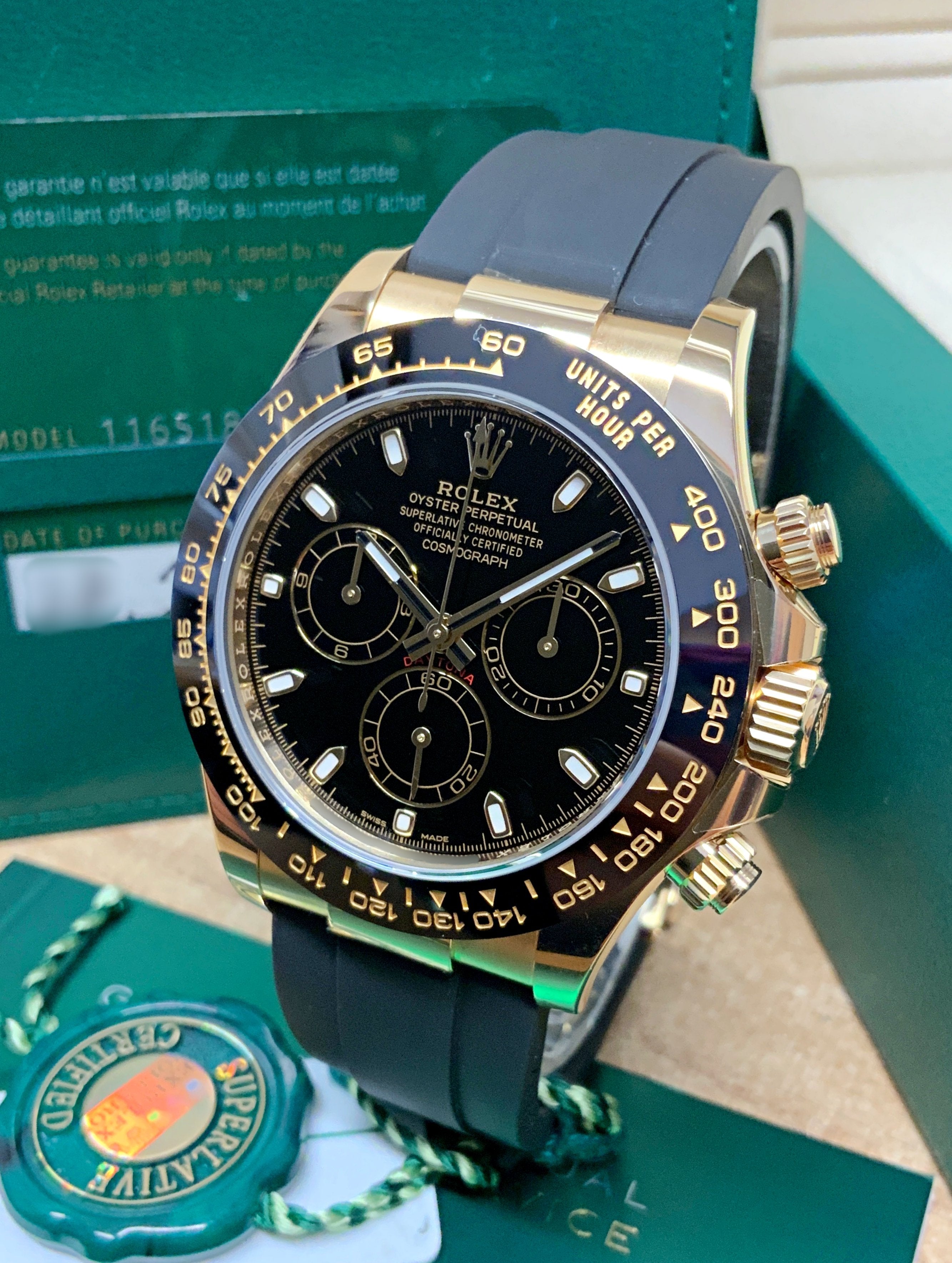 Rolex Daytona Yellow gold, black dial