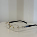 Diamond-Encrusted Glasses with Clear Lenses