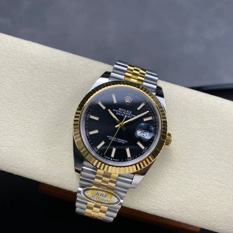 Rolex DateJust Two Tone Gold Black Dial