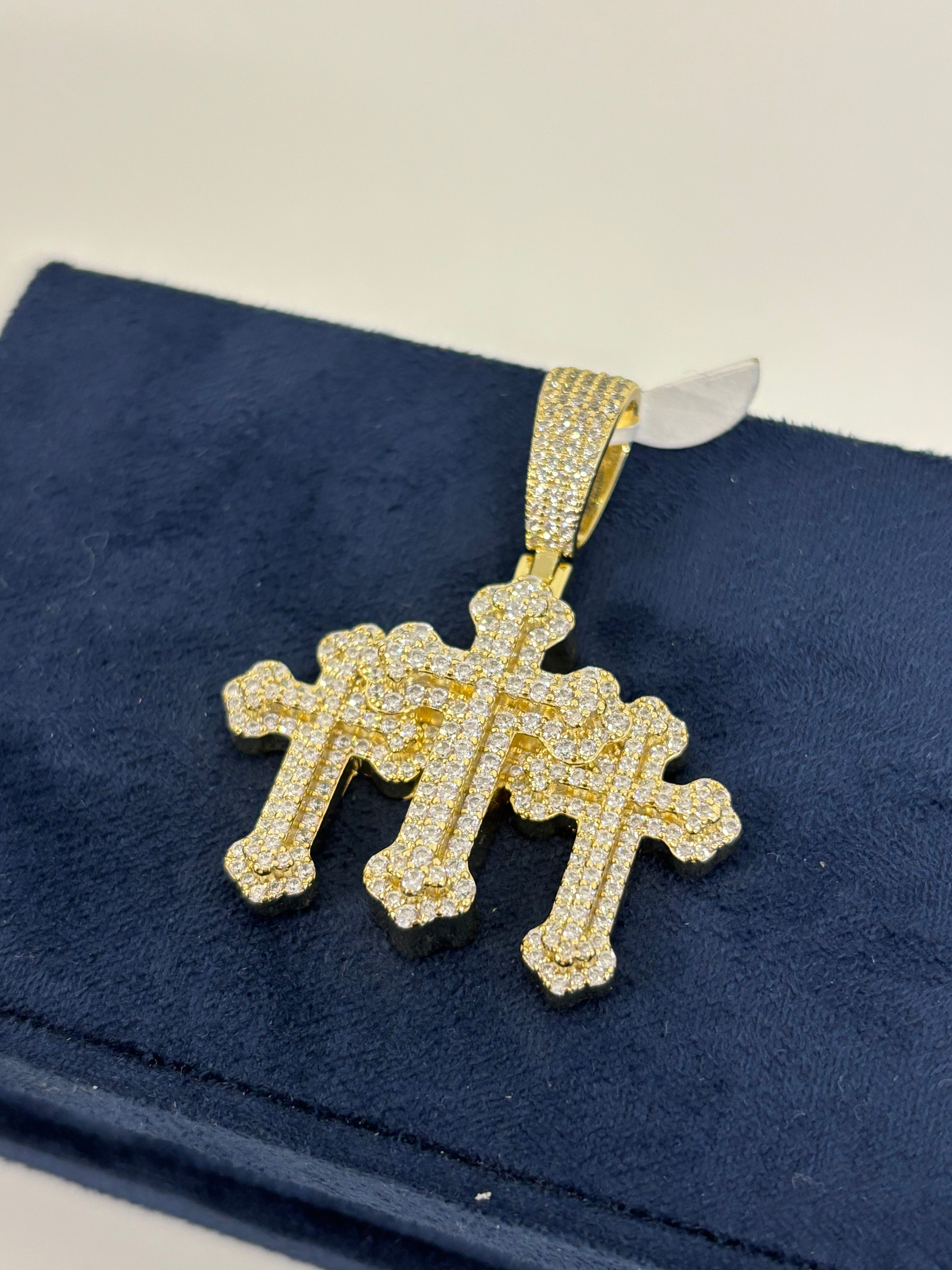 Three Crosses Gold Pendant