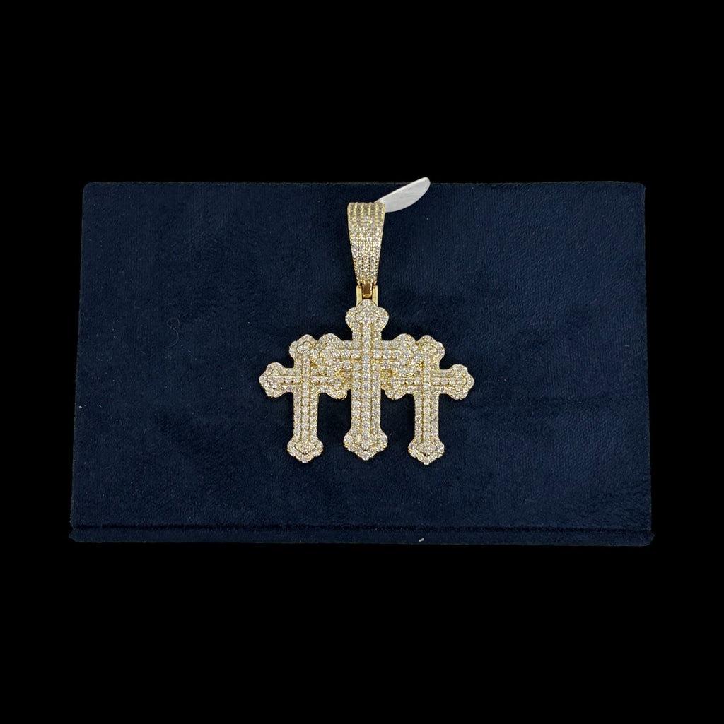 Three Crosses Pendant Gold