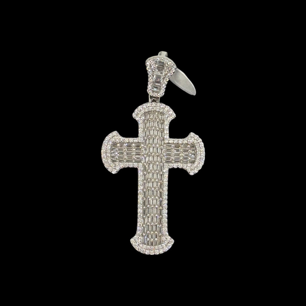 Cross In Baguette Diamonds Silver