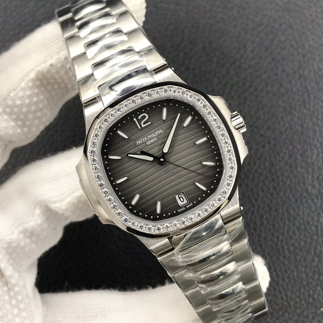 Patek Philippe Nautilus, Diamond Bezel Grey Dial