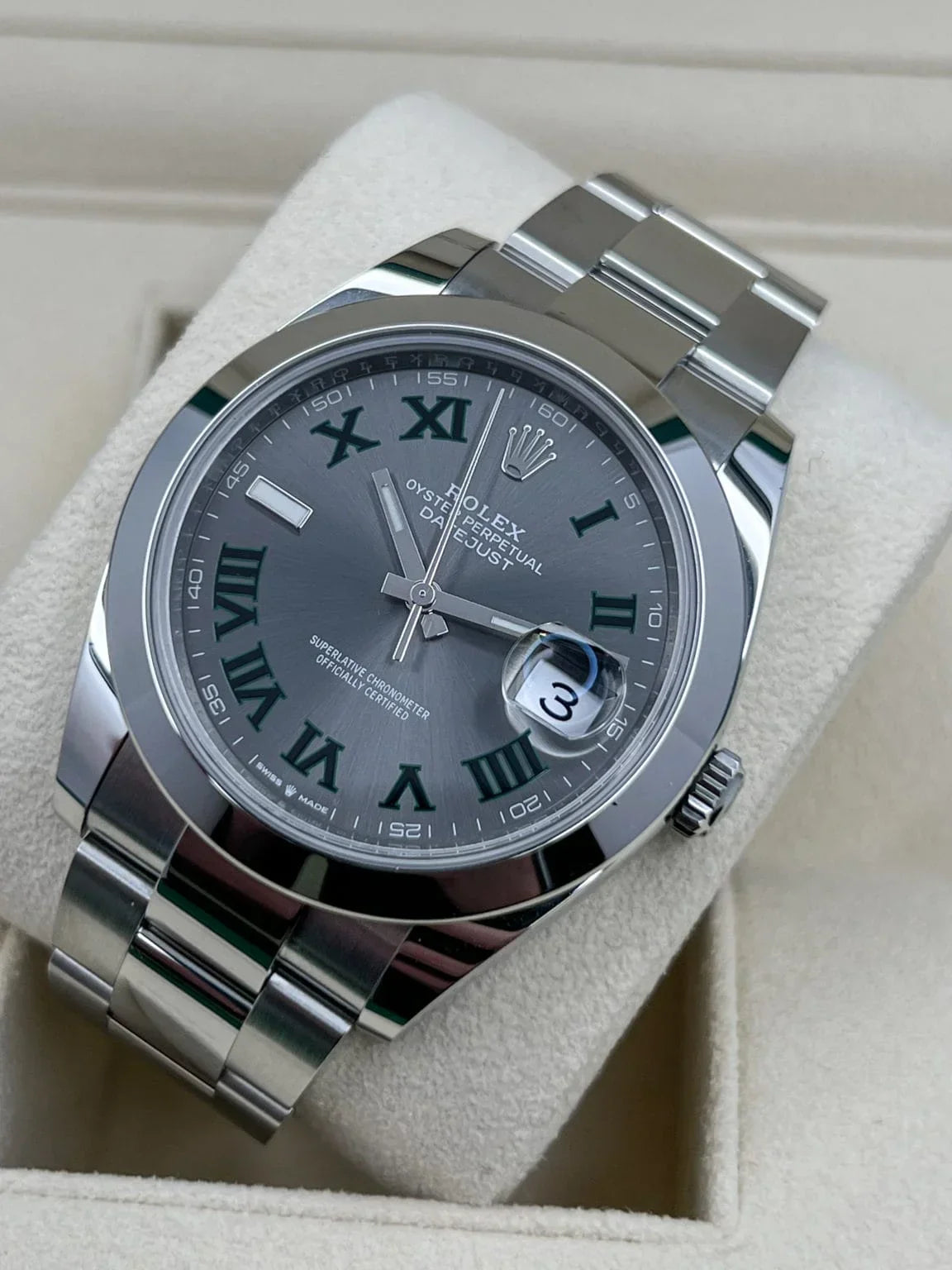Rolex Datejust rhodium-plated "Wimbledon" dial