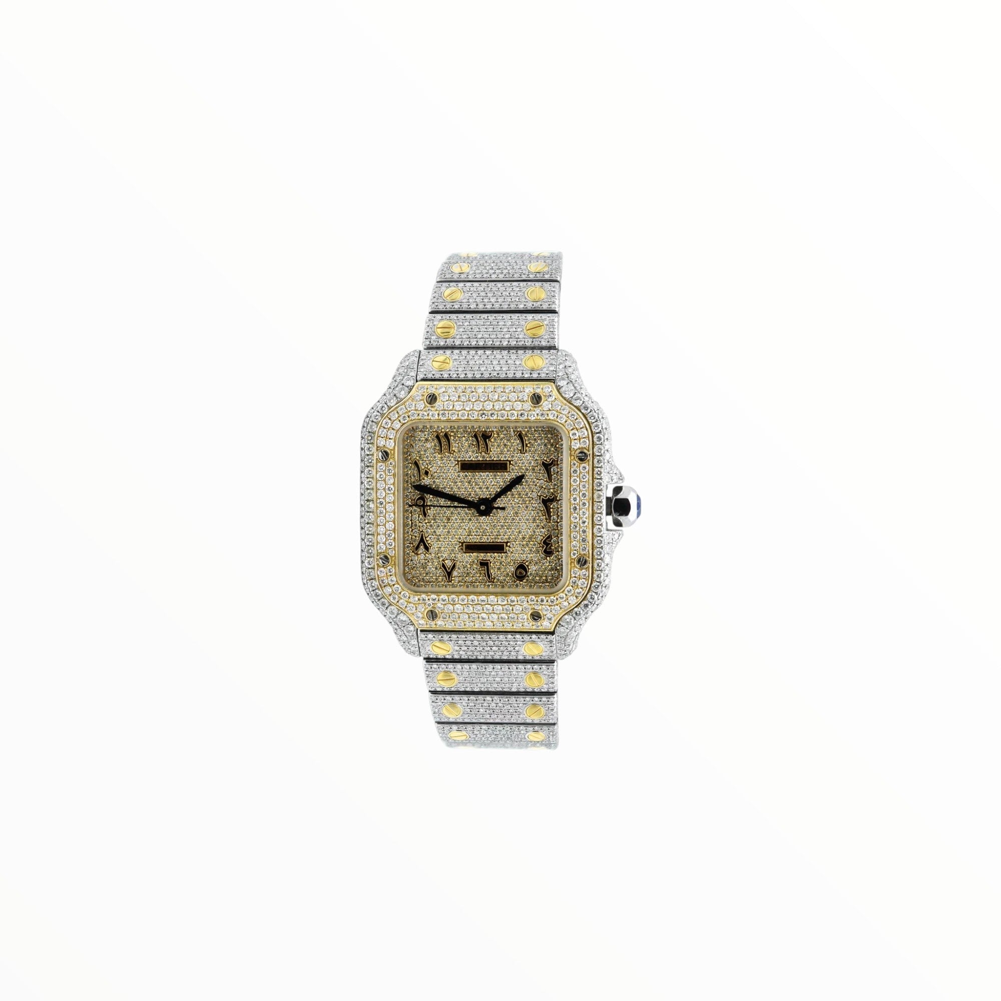 Cartier Santos Two-Tone Moissanite With Gold Dial, 35 mm